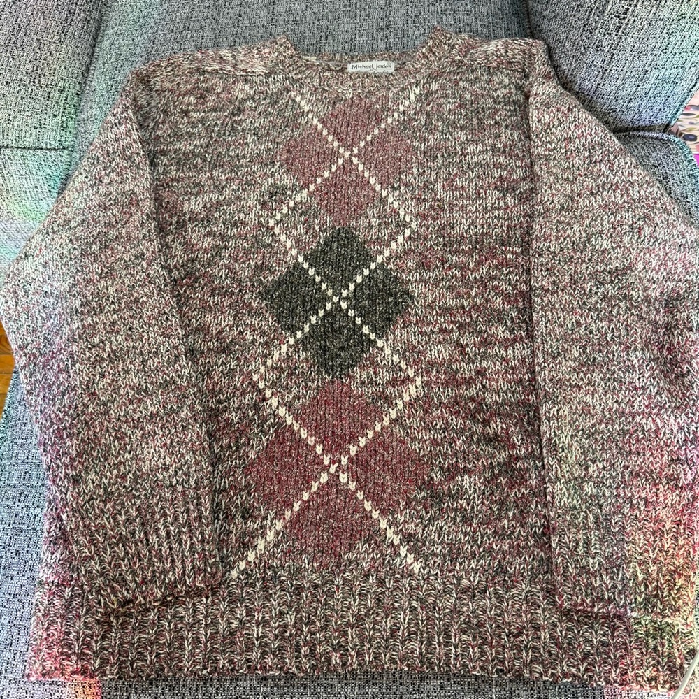 Michael Jordan Argyle Patterned Sweater